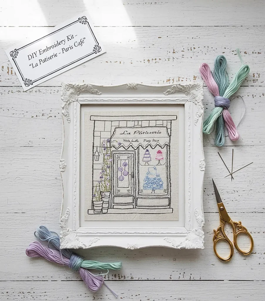 Bakery embroidery kit by Kathleen Field
