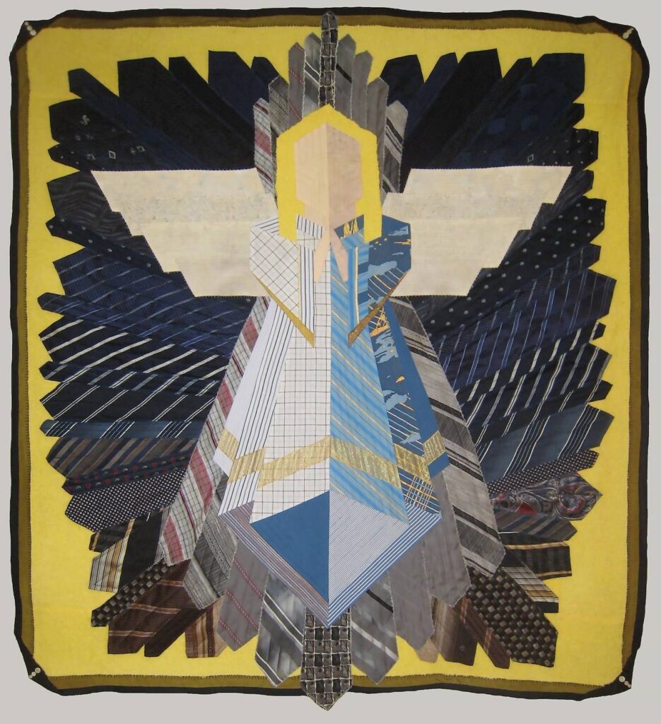 Angel We Have Heard on Ties fiber art by Linda Syverson Guild