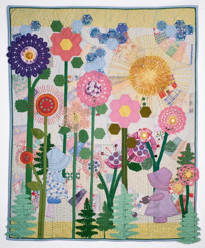 April Showers fiber art by Linda Syverson