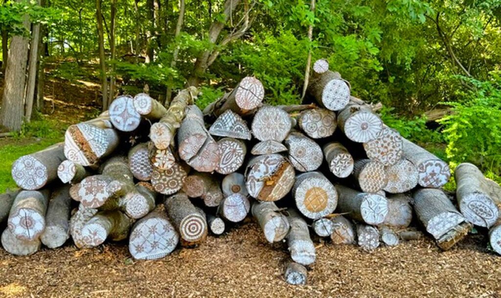 Logs and Lace cut log art by Mimi Czajka Graminski