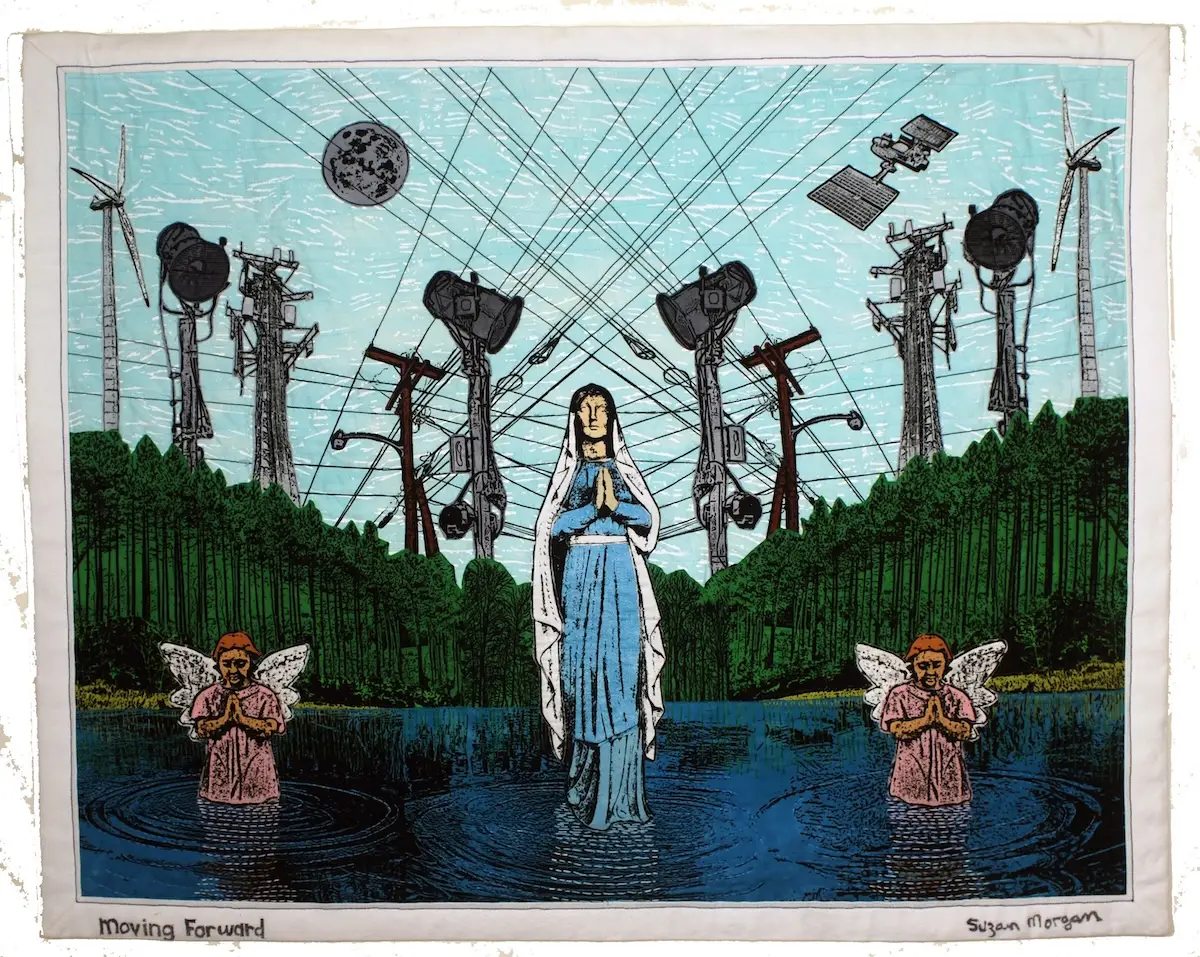 Moving Forward fiber art by Suzan Morgan