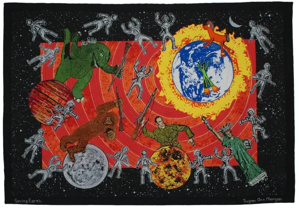 Saving Earth fiber art by Suzan Morgan