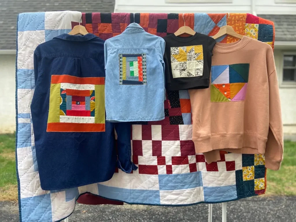 Amanda Milz patchwork garments at a fair