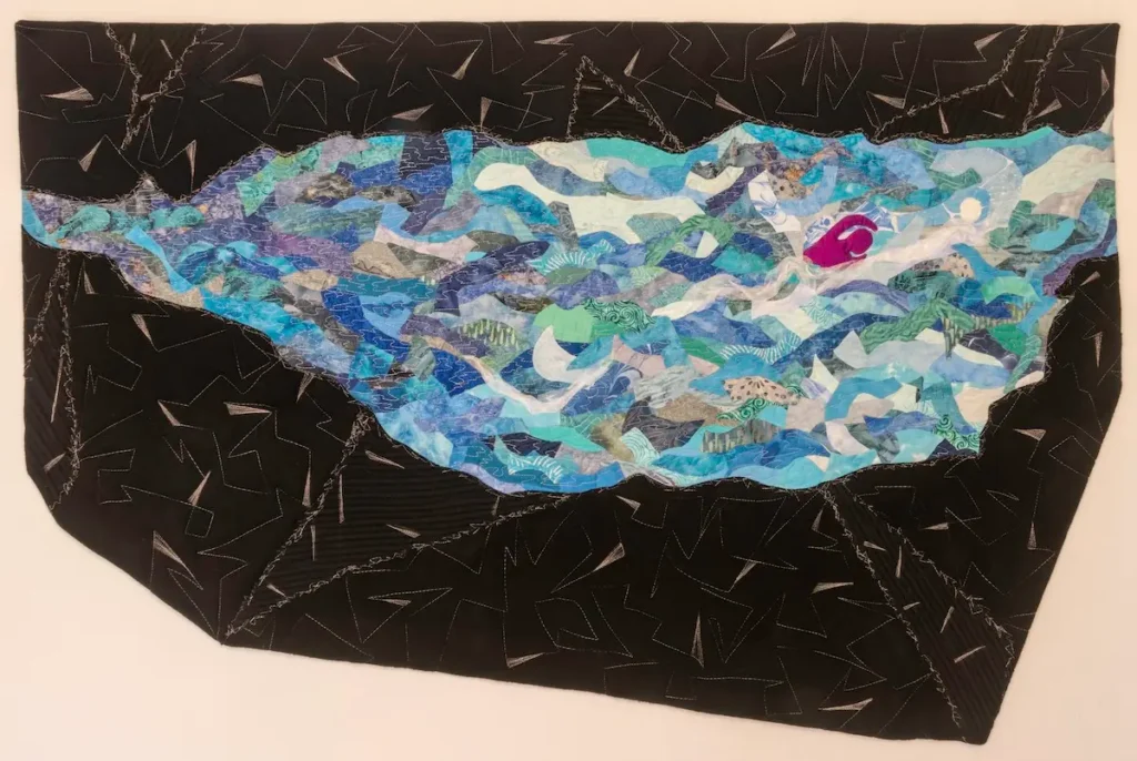 Soul Swim fiber art by Candace Hackett Shively