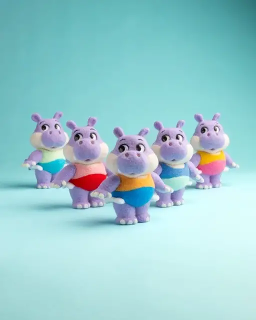 Hippos needle felted by Chelsea Trousdale