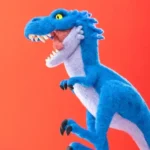 Blue dinosaur needle felted by Chelsea Trousdale