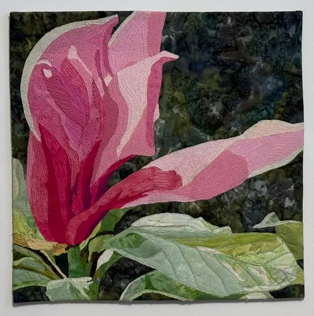 Pink flower quilt made by Deborah Csongradi