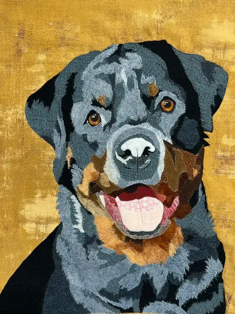 Dog portrait quilt made by Deborah Csongradi