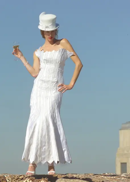 Wedding dress made from ties by Jane Claus