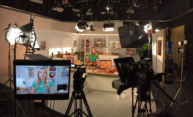 Jane Clauss on set for a TV show