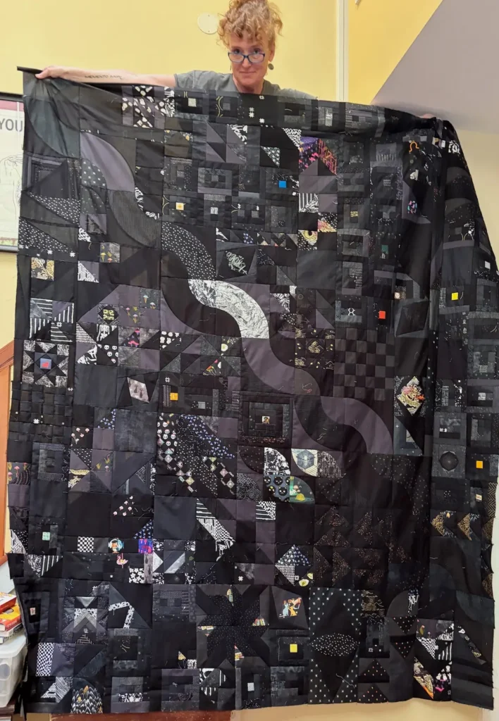 Roz's Favorite Color is Black full quilt top by Jenn Marks