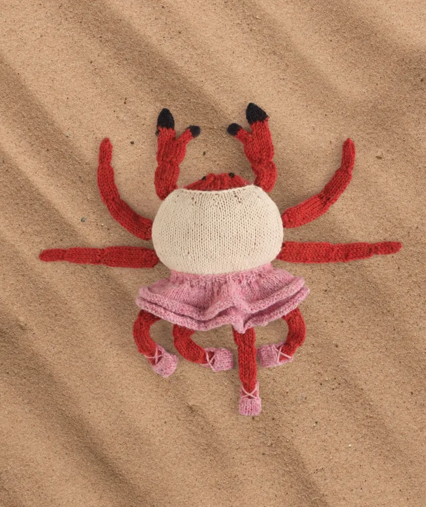 Knitted crab in a tutu by Karla Courtney