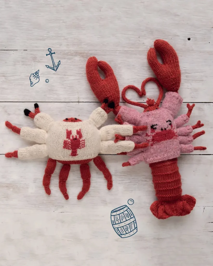 Crab and Lobster in sweaters by Karla Courtney