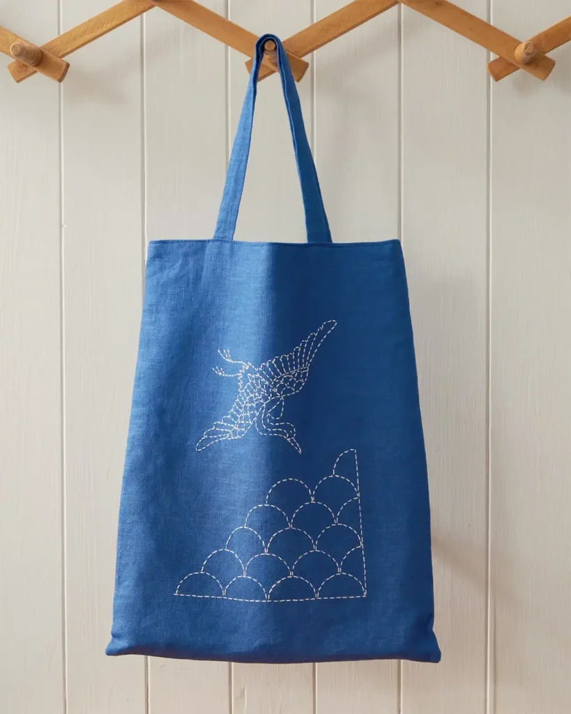 Sashiko book bag made by Susie Johns