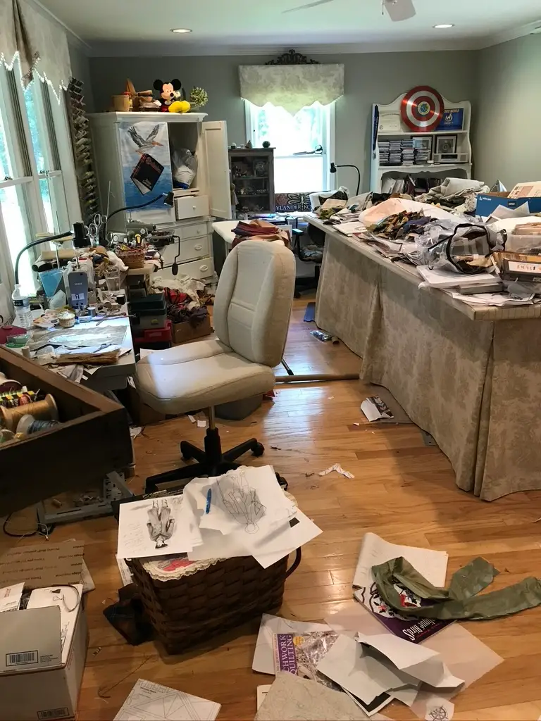 Teri Biglands messy sewing studio