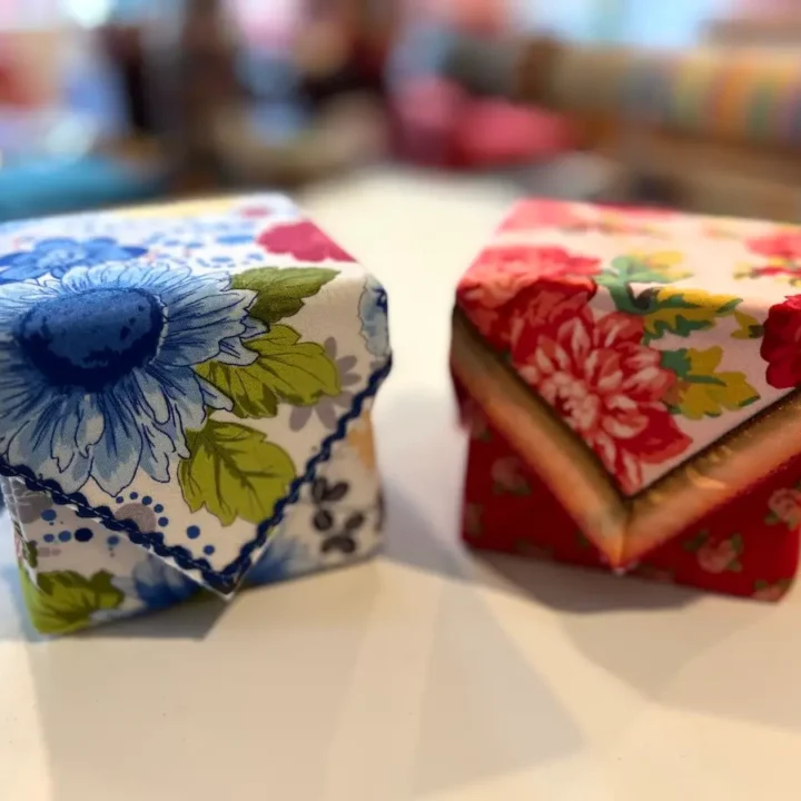 Two fabric boxes finished side by side