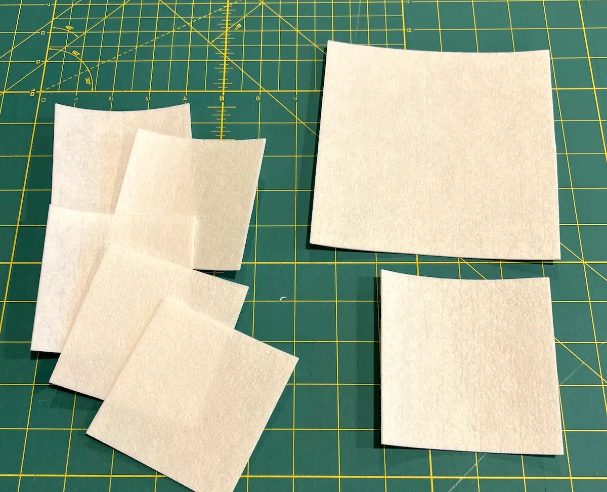 Showing the peltex cut for the top and bottom of the fabric box