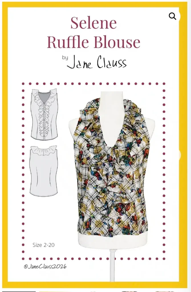 Selene Ruffle Blouse pattern by Jane Clauss