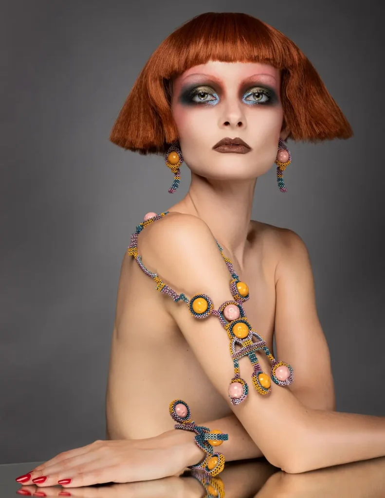 Cantaloupe Parure necklace and bracelet by Maracole Bijoux