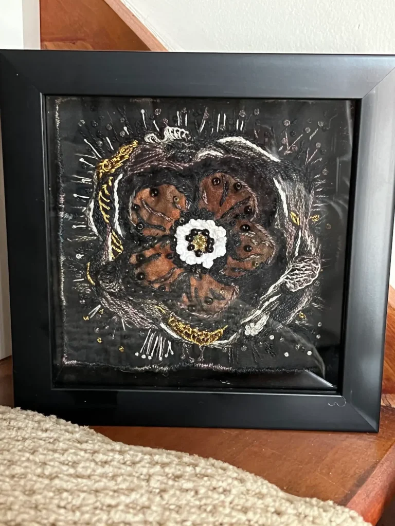 Black, white and brown fiber art by MaryAnne Lupinetti