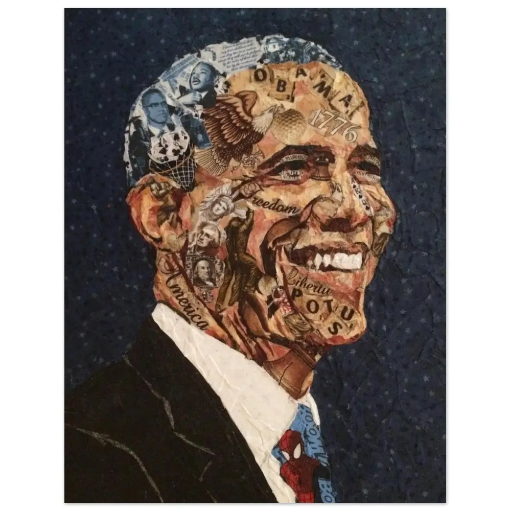 Obama collage painting by Mihira Karra