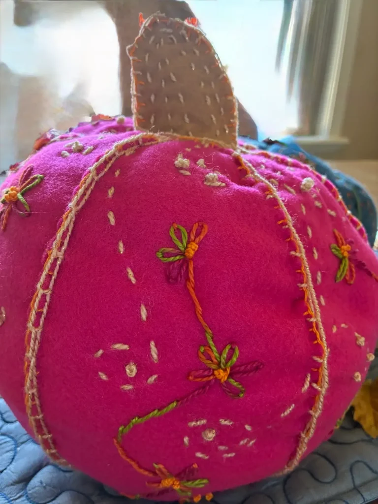 Close up of the pink crazy pumpkin