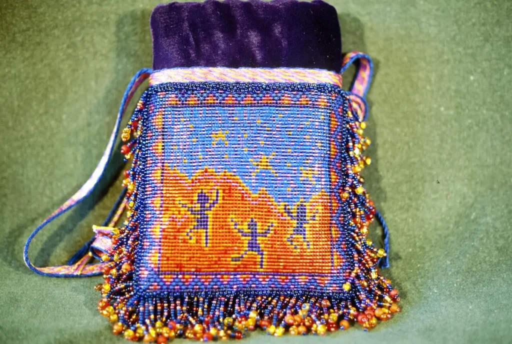 Beaded bag made by Sara Lamb