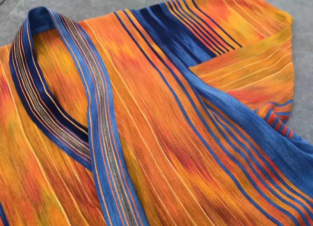 Handspun silk kimono made by Sara Lamb