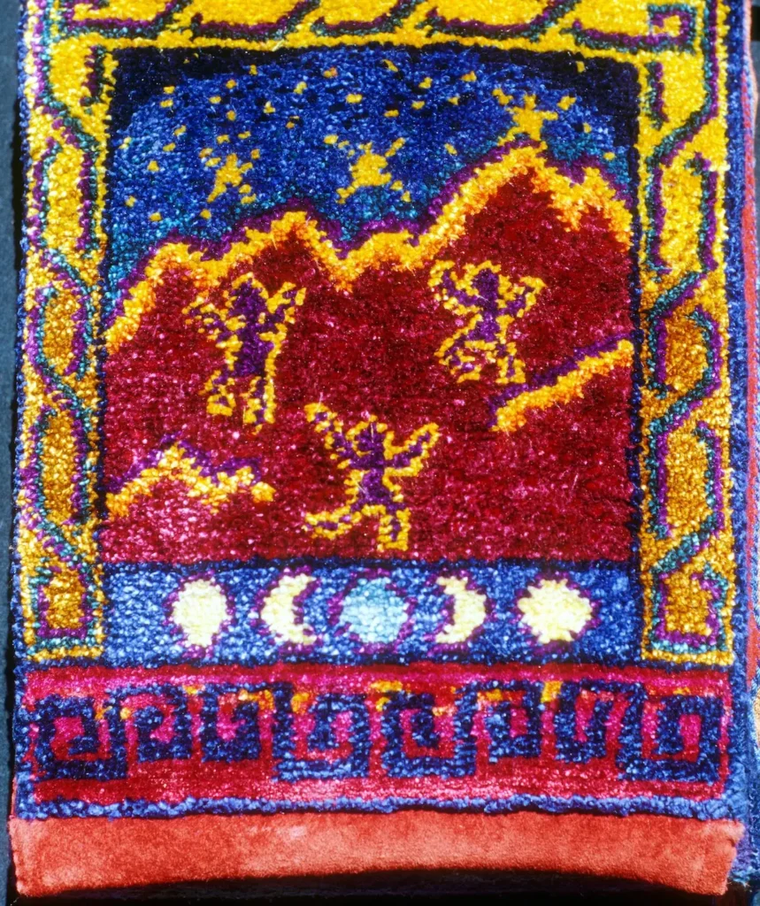 Silk dancing stars pile bag made by Sara Lamb