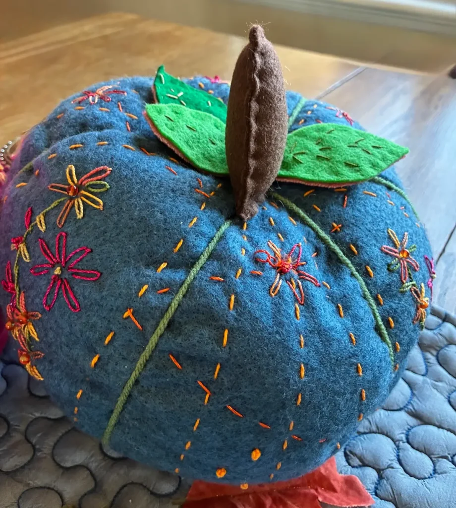 Close up of the teal crazy pumpkin
