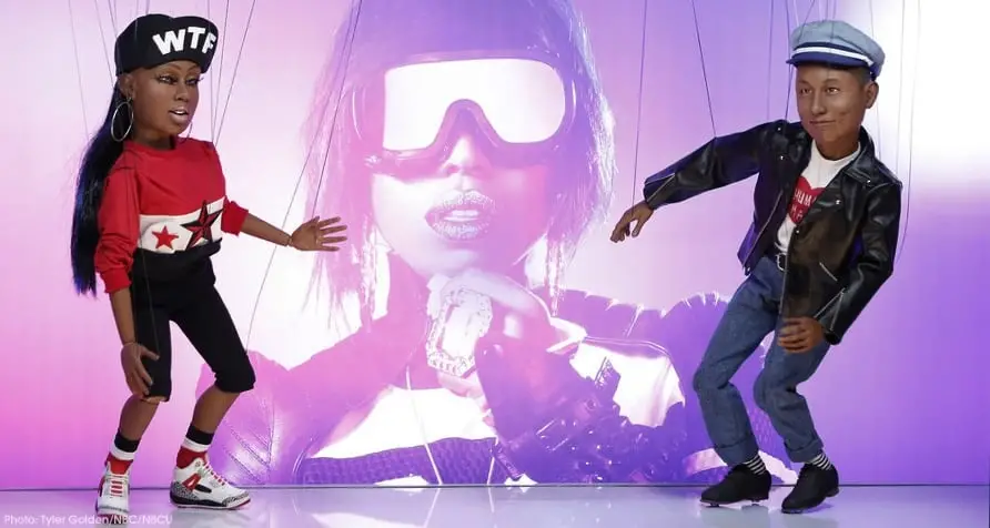 Missy Elliott and Pharrell custom marionettes by Zach Buchman