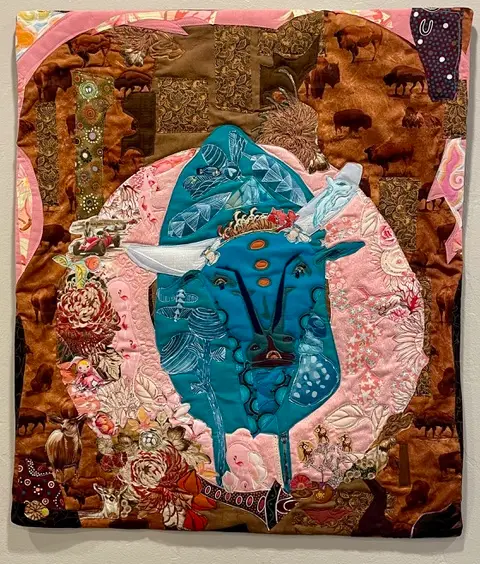 Triple Goddess Mother fiber art by Audrey Hyvonen