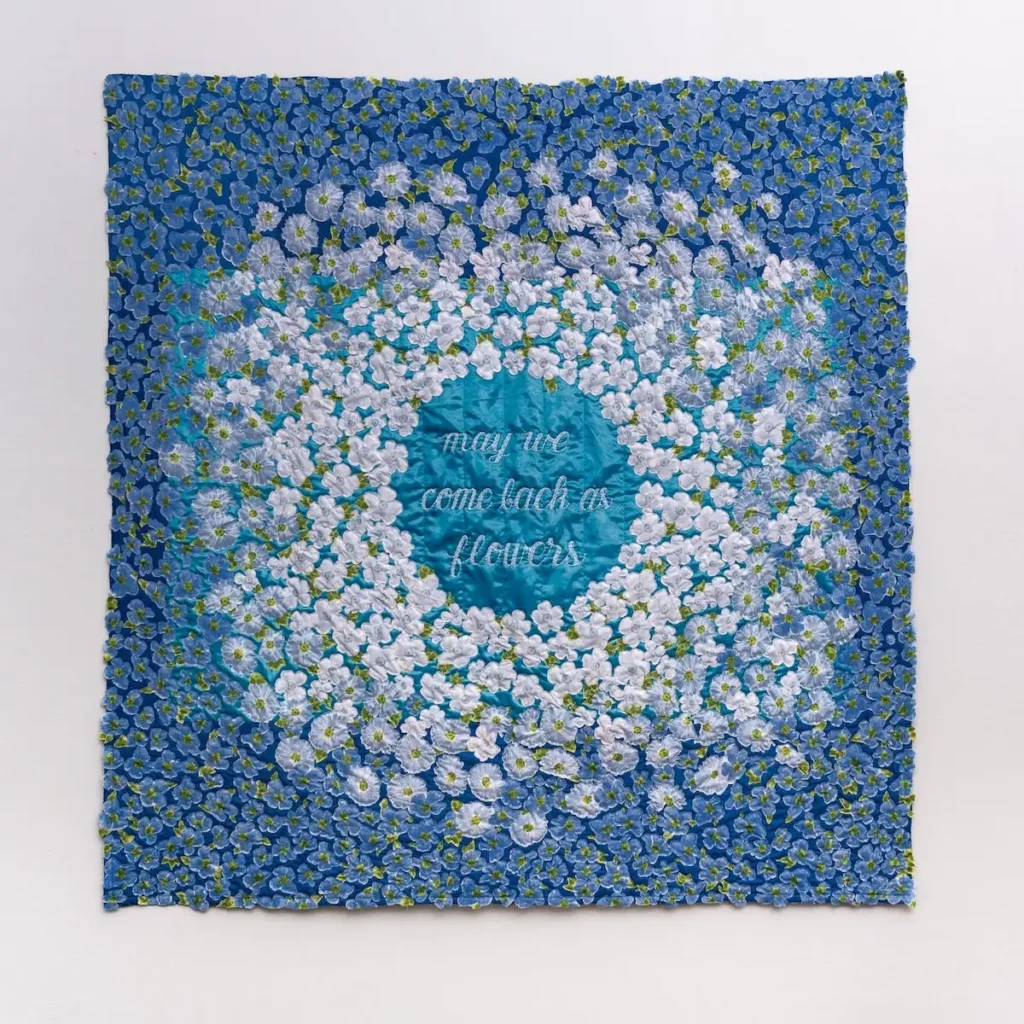 May We Come Back As Flowers fiber art by Jessica Wohl