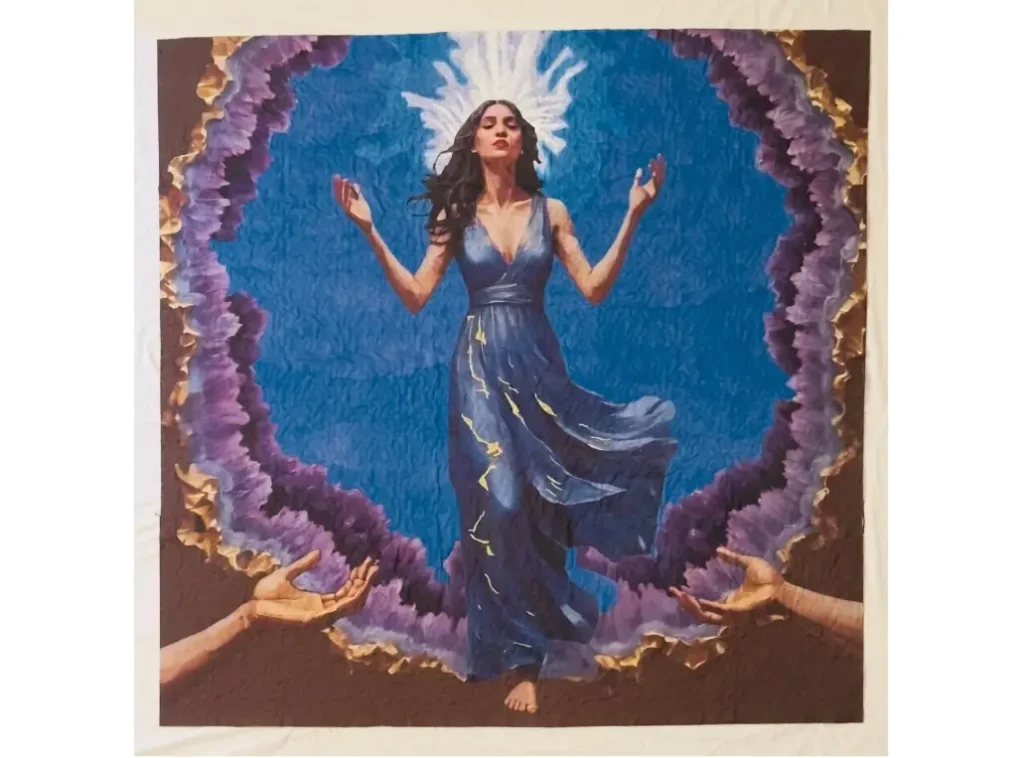 Breaking the Silence fiber art by Karen Kuranda