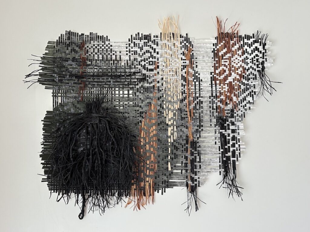 Stress Fracture fiber art weaving by Libby Raab