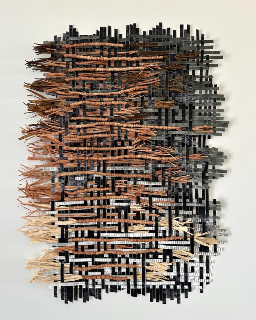 Woven Coils fiber art weaving by Libby Raab