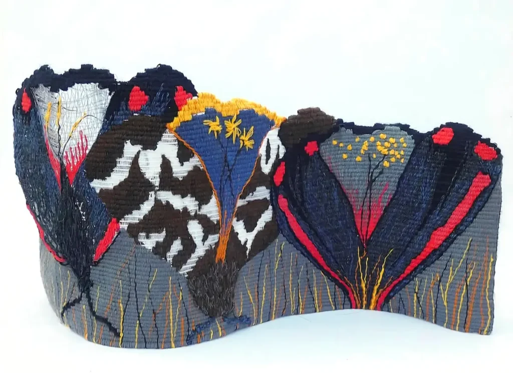 Hunting Tigers and Wooly bears tapestry by Lucy Sugden