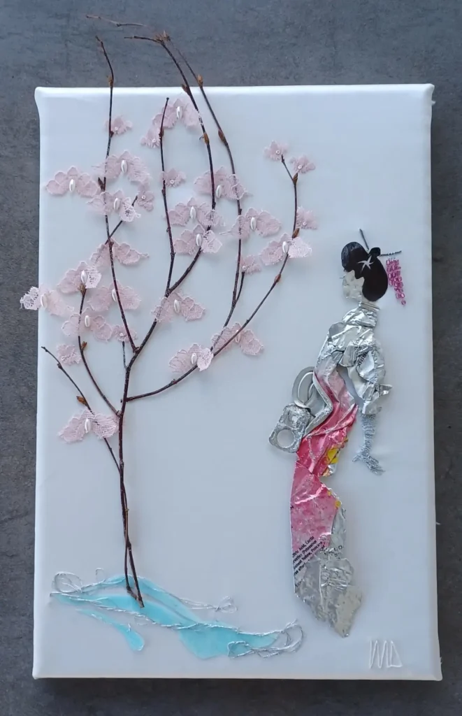 Recycled Geisha fiber art by Lynda McDonald