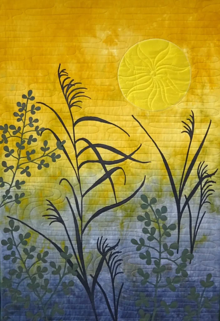 Marsh Sunrise fiber art by Rachel Derstine