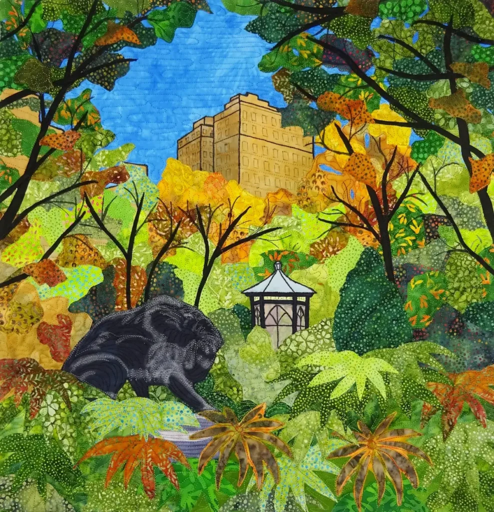 Rittenhouse Lion fiber art by Rachel Derstine