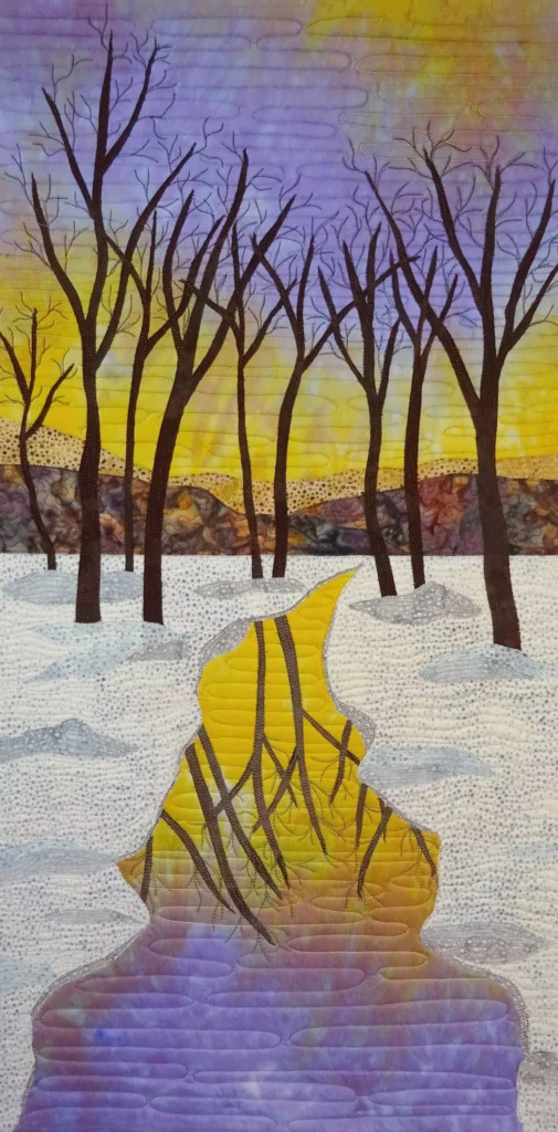 Winter Reflection fiber art by Rachel Derstine