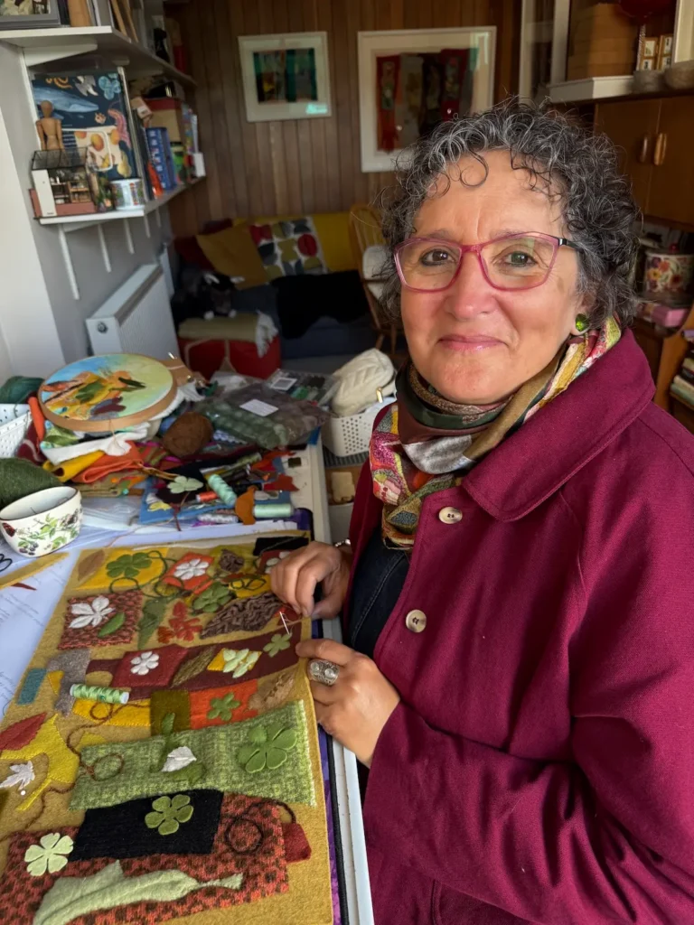 Sabine Kaner working in her studio