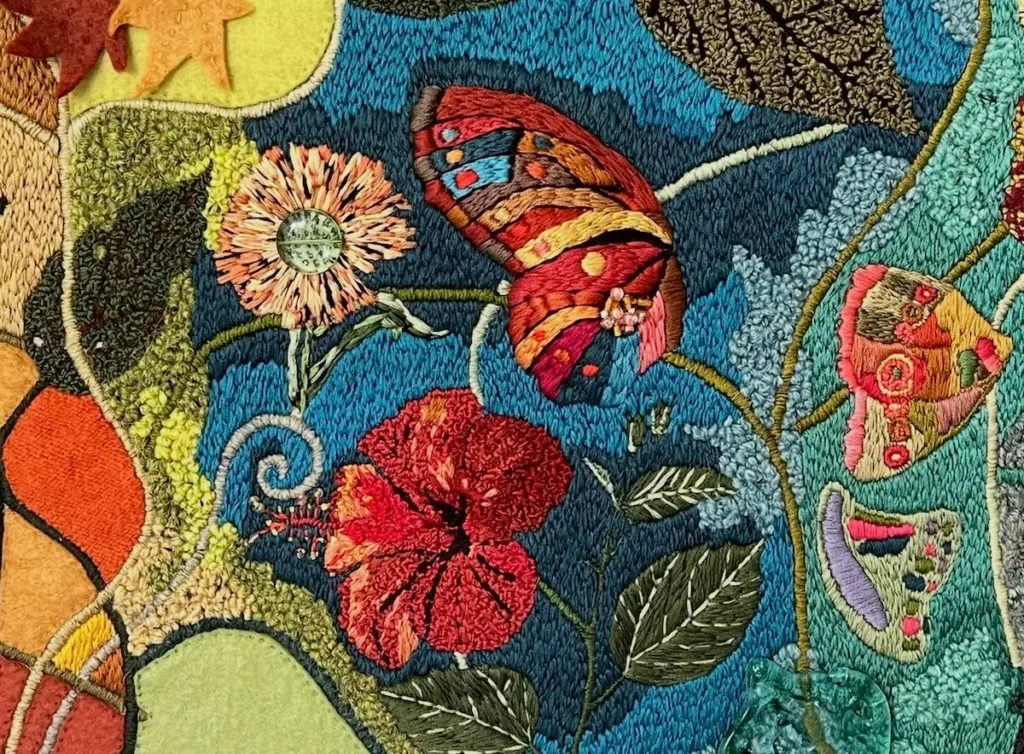Detail of Accumulation fiber art by Sabine Kaner