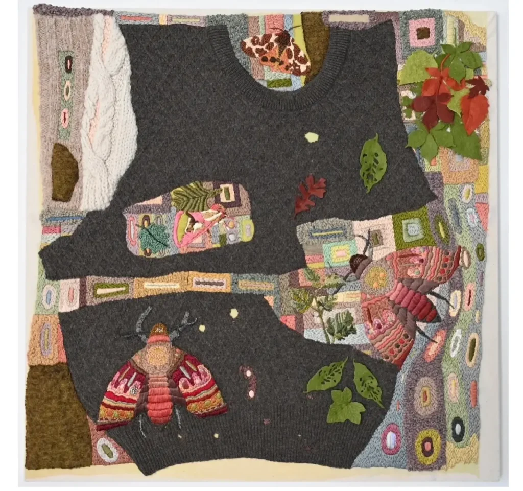 Moth Eaten fiber art by Sabine Kaner