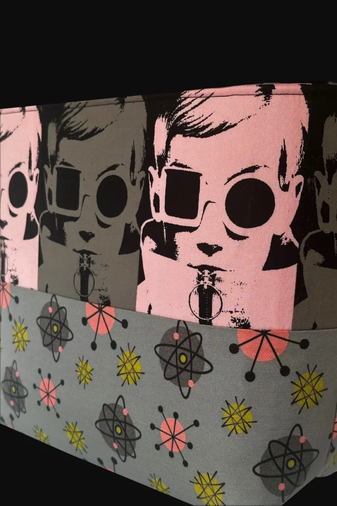 Man in glasses fabric made into a bag by Scotty Jones