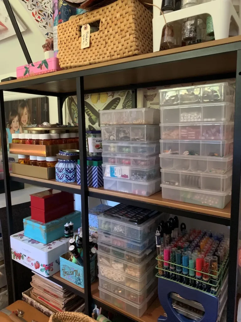 Bead storage in Serap Whitmer studio