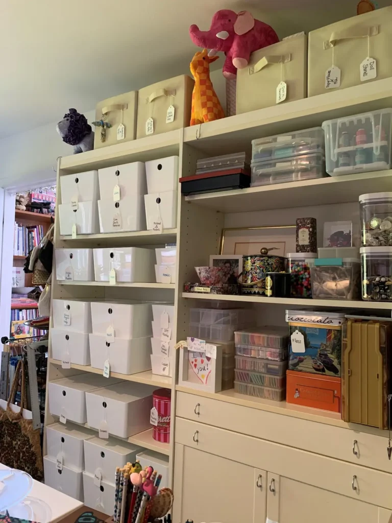 Thread and floss storage in Serap Whitmer studio
