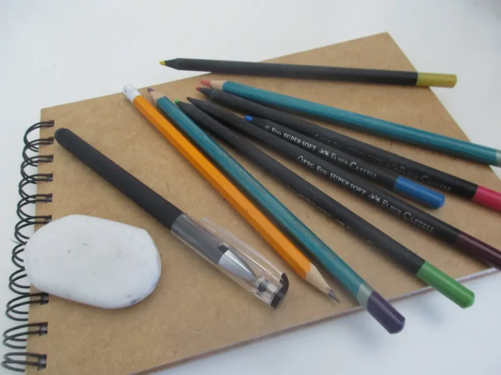 color pencils and drawing pad used by Sian Brown
